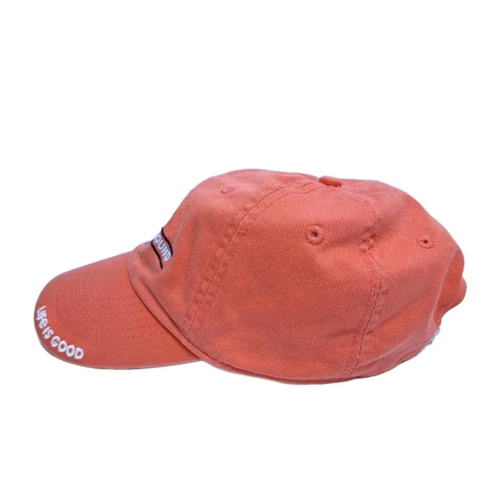 LIFE IS GOOD Hibiscus Tropical Beach Bound Coral Hat Floral Vacation Cap